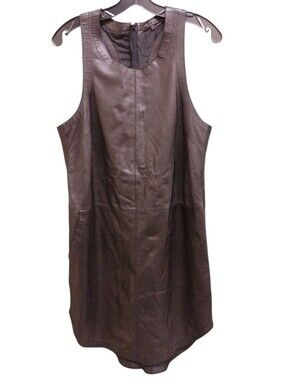 rag & bone Dark Brown Lamb Leather Sleeveless Shift Dress Size 8